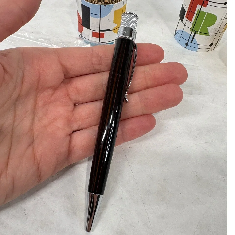 Retro 1951 Tornado Rollerball Pen Dark Brown Chrome Accents Office Stationery